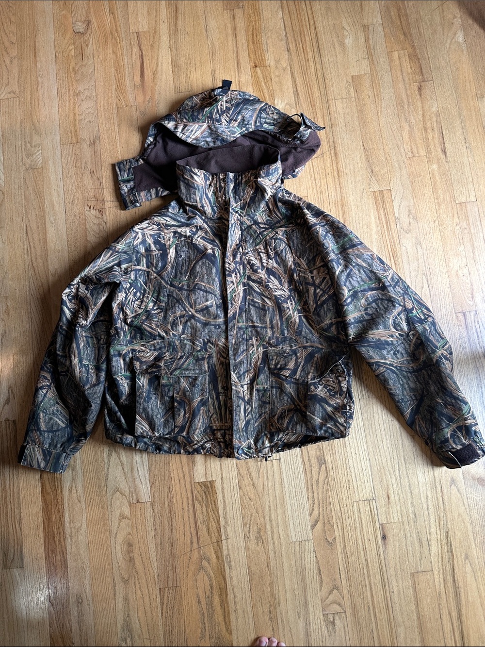 Cabela’s XL Tall Camouflage Hooded Outdoor Jacket - Brown/Green Camo
